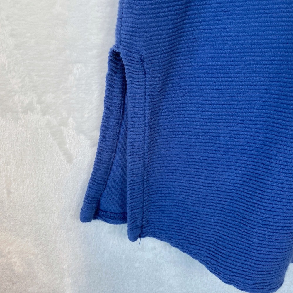 Habitat Blue Textured Knit Button Cuff V-Neck Pullover Top Women's Size L - Picture 7 of 10